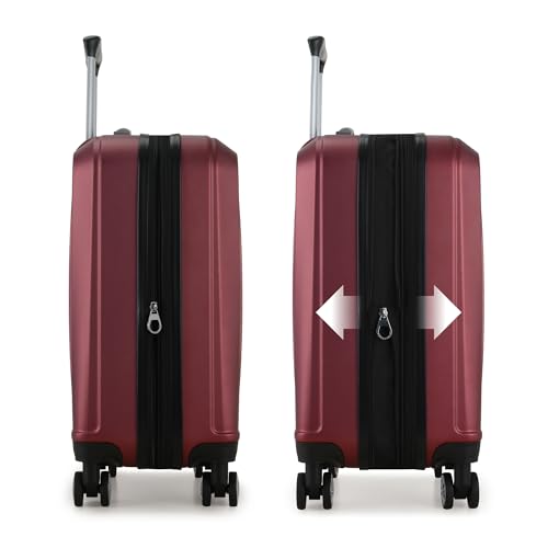 Elite Luggage Expandable Hardside Spinner Luggage, Burgundy, 21" Carry-on