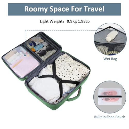 Taygeer Travel Backpack for Women Men, 40L Airline Approved Carry On Backpack with 17.3 inch Laptop Compartment, TSA Friendly Daypack, Backpack for Business Hiking Travel, Peridot Green