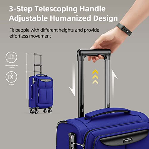 SHOWKOO Luggage Sets 3 Piece Softside Expandable Lightweight Durable Suitcase Sets Double Spinner Wheels TSA Lock Royal Blue (20in/24in/28in)