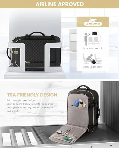 LOVEVOOK Travel Backpack for Women, Carry on Backpack for Airplanes,TSA Personal Item Travel Bag fits 15.6" Laptop,Travel Essentials Carry On Bag Flight Approved with 3 Packing Cubes
