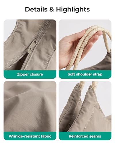 BAGSMART Beach Bags for Women, Beach Tote Bag Beach Bag with Zipper Waterproof Sandproof Swim Pool Bag for Beach, Travel, Gym (Beige)