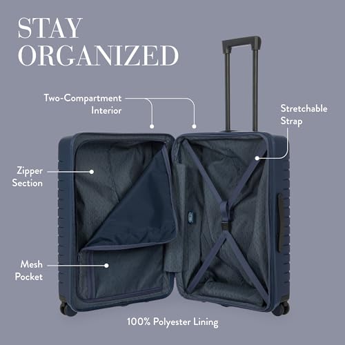 Bric's B|Y Ulisse Checked Luggage with Spinner Wheels – Expandable Lightweighted Hard Shell Suitcase, TSA Combination Lock - Removeable Wash Bag Included - 28 Inch, Ocean Blue