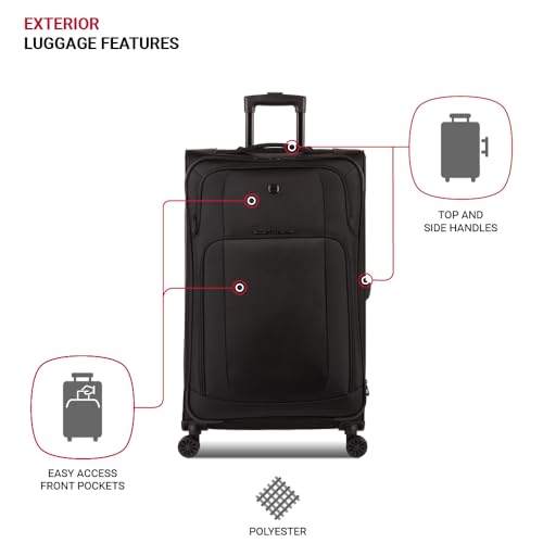 SwissGear Sion II Softside Expandable Luggage with Spinner Wheels, Black, Checked-Large 28-Inch