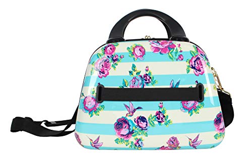 Betsey Johnson Hardside Cosmetic Case - Lightweight Small Size Hardshell Travel Hand Makeup Bag - Adjustable Shoulder Strap - Bag for Women - Multi-Functional Case (Hummingbird)