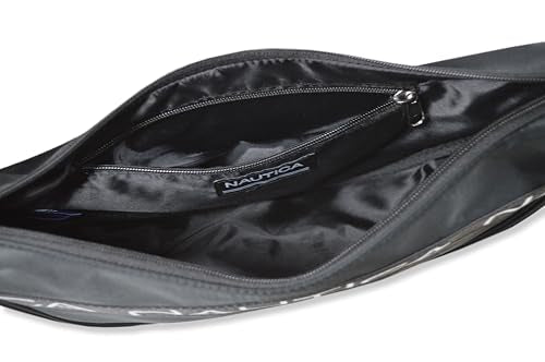 Nautica Beanbag Crescent Shoulder Waist Travel Fanny Pack Carry On, Black (One Size)