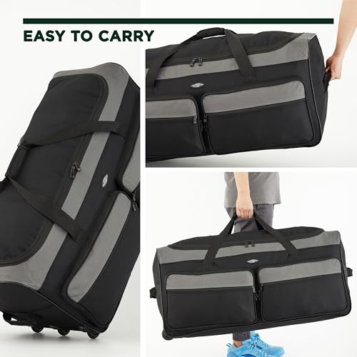 Travelers Club 36" Asgard 3-Wheel Rolling Duffel Bag, Black