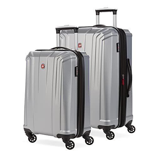 SwissGear 3750 Hardside Luggage with Spinner Wheels, Silver, 2-Piece Set (18.5/23)