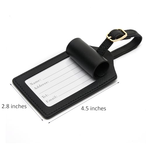 Luggage Tag PU Leather for Suitcase Baggage Handbag Travel Bag Label Suitcase Tag Label Tag w. Name Card & Privacy Cover (G)