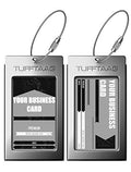 Luggage Tags Business Card Holder by TUFFTAAG - Durable Travel ID Bag Tag, Gunmetal, 2 Tags