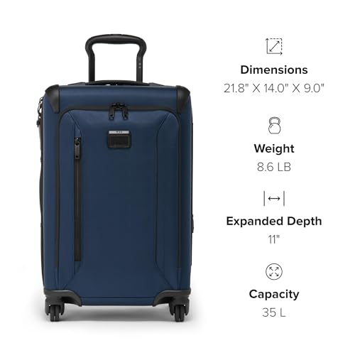 TUMI - Aerotour 4 Wheel Expandable Luggage - Men's and Women's Lightweight Business and Leisure Travel Suitcase - 21.75" Expandable Carry-On, Navy