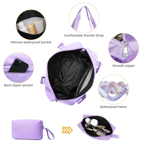 LARVENDER Luggage Sets 3 Piece with Duffel Bag Hardside PP Carry On Suitcase with 360° Spinner Wheels TSA Lock Luggage Sets for Women, Lavender