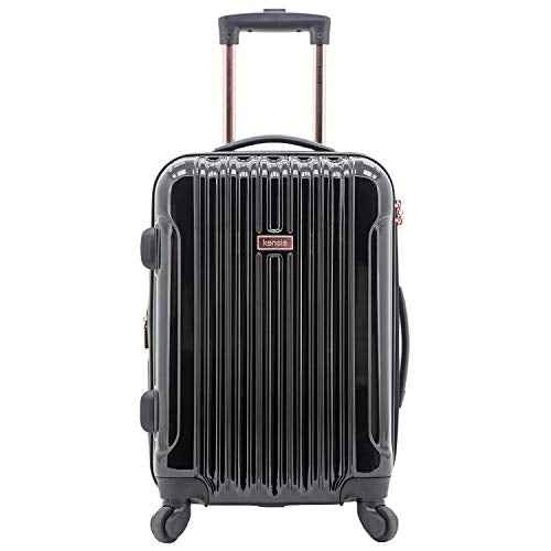 kensie 3 Piece "Alma" Light Metallic Style TSA-Lock Spinner Luggage Set, Midnight Black Option