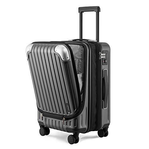LEVEL8 Grace Carry on Luggage, 20 Inch Expandable Hard Shell Suitcase with Wheels, Abs+Pc Harshell Spinner Luggages with Tsa Lock, Travel Bag for Women Men, Grey