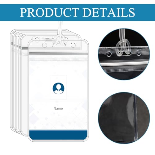 WYOMER 50 Pieces Plastic Holders for Luggage Tags, Badge Labels, and ID Cards with 50 Pack Luggage Tag Loop Straps for Office, Business, and Travel Supplies