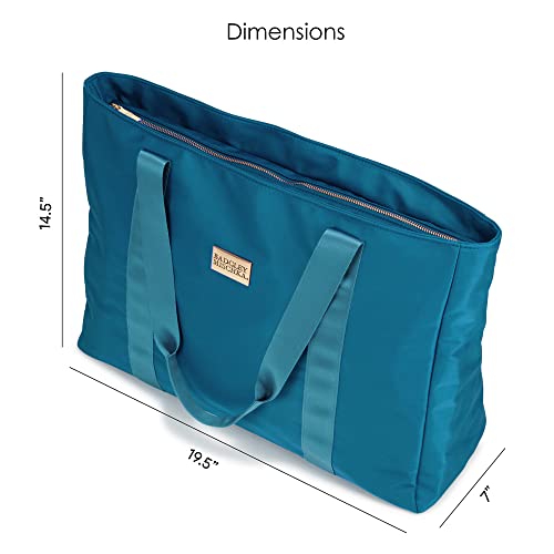 Badgley Mischka Uncomplicated Nylon Weekender Travel Bag, Lightweight Duffel Tote for Women, Carry On Overnight Bag (Aqua)