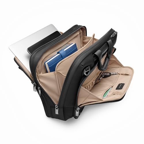 Briggs & Riley Medium Expandable Briefcase - Laptop Bag for Work & Travel, Briefcases for Men & Women, Includes Shoulder Strap, Self-Repairing Zipper, Fits up to 15" Computer - @work Collection, Black