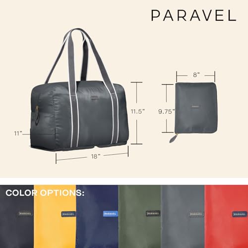 Foldable Duffle Bag for Travel | Lightweight, Water-Resistant Carry On Bag | Sustainable and Durable Nylon, Flatiron Grey