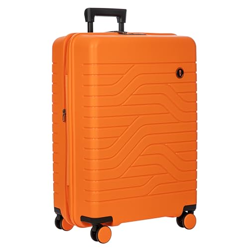 Bric's B|Y Ulisse Checked Luggage with Spinner Wheels – Expandable Lightweighted Hard Shell Suitcase, TSA Combination Lock - Removeable Wash Bag Included - 28 Inch, Orange