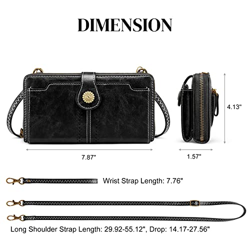 S-ZONE Vegan Leather Crossbody Bags for Women Small Cell Phone Purse RFID Blocking Clutch Purses with 2 Straps