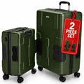 TACH Patented Connecting Hard Shell 2 Piece Luggage Set - 20 & 28 inch Luggage | Large & Carry-On Rolling Suitcases - Forest Green
