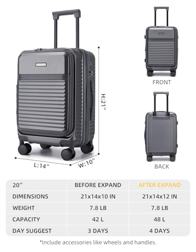 LARVENDER Carry On Luggage 22x14x9 Airline Approved, Suitcases with Wheels