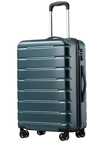 Coolife Luggage Suitcase Carry-on Spinner TSA Lock USB Port Expandable (only 28’’) Lightweight Hardside Luggage (Teal Blue, L(28in))