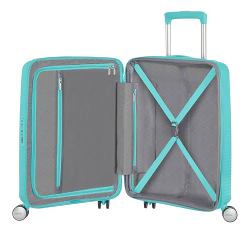 American Tourister Soundbox, Blue (Poolside Blue), Spinner S EXP (55 cm - 35.5/41 L), Soundbox