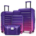 LARVENDER 5 Piece Luggage Set Hardside Expandable 20 24 28 Inch Midnight Berry