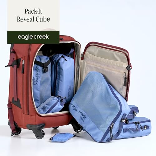 Eagle Creek Pack-It Reveal Cube Set - Packing Cubes for Compartmentalizing Luggage - Durable - Ultra-Lightweight - Water-Resistant - Easy Grab Zipper Pull - Mesh Windows - Blue Dawn - XS/S/M