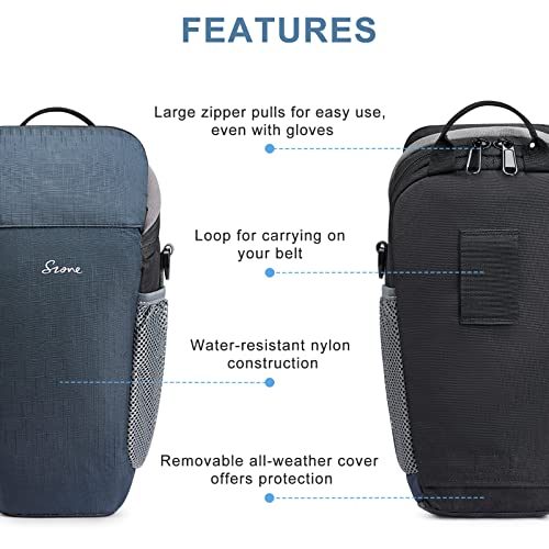 S-ZONE Camera Bag DSLR/SLR Waterproof Camera Case for Photographers Holster Compatible with Nikon Canon Sony, Dark Blue, Casual Daypack