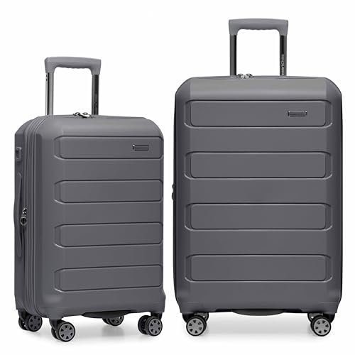 Traveler's Choice Pagosa Hardshell Expandable Luggage with Spinner Wheels, Gray, 2-Piece Set (22/27)