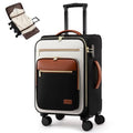 LOVEVOOK Carry on Suitcase 22x14x9 Airline Approved,20 inch Lightweight Waterproof Suitcases with 360° silent swivel wheels, TSA Lock and Compartment, Large Capacity travel Suitcase Black-White-brown