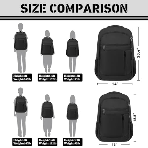 Bxiuna Travel Backpack, Extra Large 45L Travel Backpack for Men & Women, Expandable Laptop Bag, Water Resistant Computer Backpack Fits 18.4 Inch Laptop, Lightweight Daypack for Flight, Black