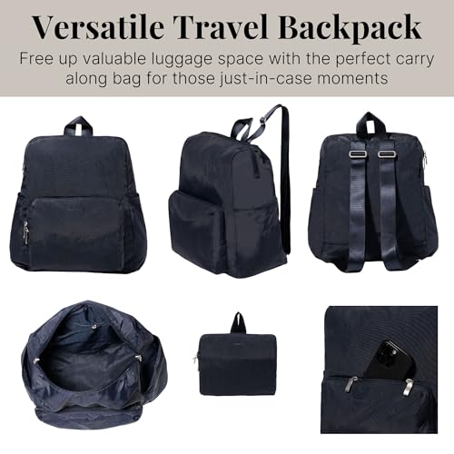 Baggallini Women's Carryall Packable Backpack, French Navy