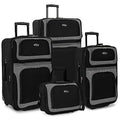 U.S. Traveler New Yorker Lightweight Expandable Rolling Luggage, Black, 4-Piece Set