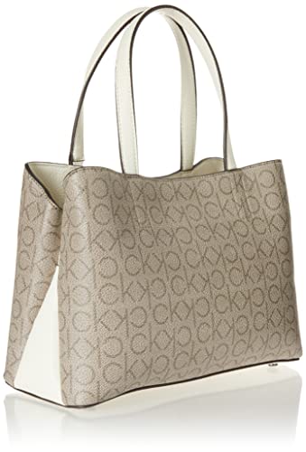 Calvin Klein Adeline Triple Compartment Satchel, Almond/Taupe/Cherub White