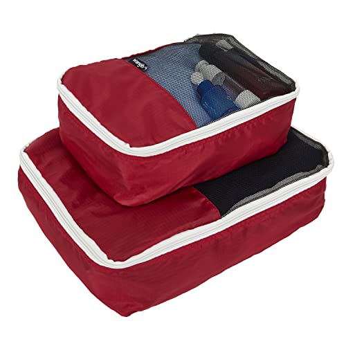 Wrangler 4 Piece Miami Luggage and Packing Cubes Set, Red