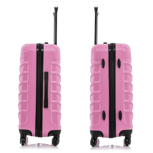 InUSA ENDURANCE Luggage with Spinner Wheels | Durable Lightweight Hardside Suitcase, Spacious Travel Bag with Handle and Trolley | 24-Inch Medium Checked Luggage | Pink