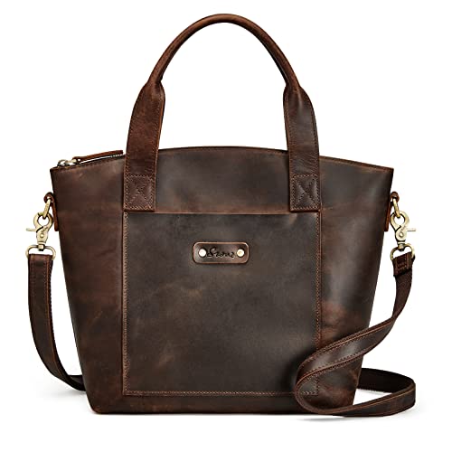 S-ZONE Genuine Leather Satchel Bags for Women Crossbody Tote Top-Handle Handbags Shoulder Purse Medium