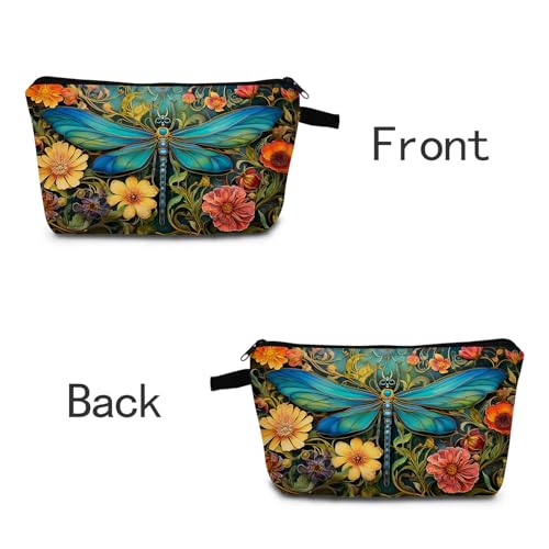 MoCaliduccious Dragonfly Print Women Makeup Bag Outdoor Portable Cosmetic Bag Toiletry Kit Travel Organizer