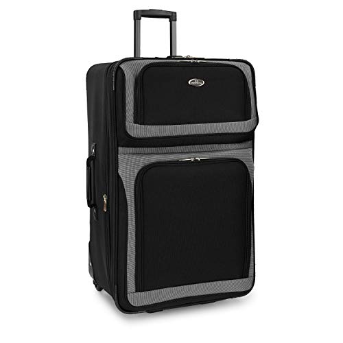 U.S. Traveler New Yorker Lightweight Expandable Rolling Luggage, Black, 4-Piece Set