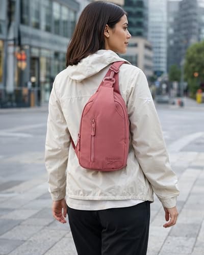 Reebok Unisex Crossbody Bag - Convertible Compact Durable Cross Body Bag for Women and Men - Gym and Travel Essentials, Size One Size, Berry Rose