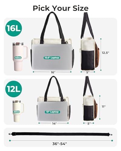 BAGSMART Tote Bag for Women, Work Bag fits 13.3"/15.6" Laptop, Puffy Travel Tote Handbag with 30oz/40oz Tumbler Holder