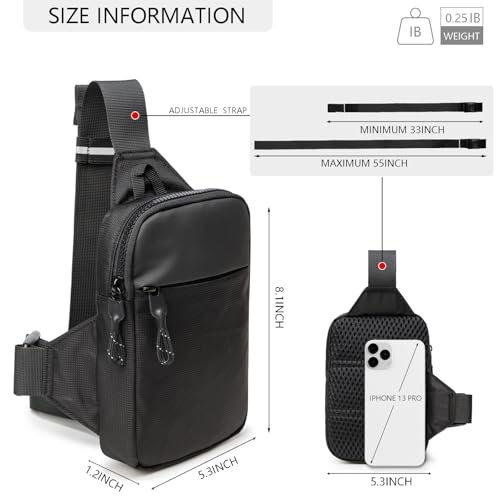 higouta Mini Sling Bag for Men Women, Small Crossbody Waterproof Practical Shoulder Chest Bag for Travel Work Sport