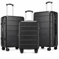 YOETEY Luggage Sets 3 Piece, Expandable Hardshell Suitcase with TSA Lock & Silent Spinner Wheels, Lightweight Hardside Travel Suitcase Set for International Trips (20/24/28 in, Black)