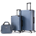 Rockland Huntington 3 Piece Luggage Set, 2 Piece Hard Case Upright Luggages with Spinner Wheels and a 14" Polyester Tote Bag, (20"/28"/14" Tote), Blue