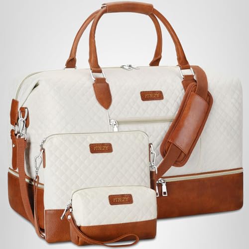 Weekender Bag for Women, Travel Duffel Bag Carry On Overnight Bag with Shoe Compartment Large Nylon Travel Weekend Tote Bag