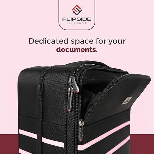 FlipSide Carry On Luggage 22"x14"x9" with Movable Partition for Clean & Dirty Clothes - Utility Pocket, AirTag Compartment with 360 Degree Spinner Wheels - Ideal for Frequent Travelers - Pink Stripes