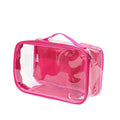 Small Clear Travel Packing Cube/See Through PVC Plastic Pouch for Carry On Suitcase, Backpack or Diaper Bag/Transparent Multipurpose Accessories, Makeup & Underwear Organizer w/Handle (Pink)