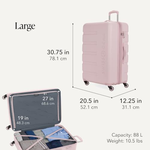 SwissGear 7366 Signature Hardside Expandable Luggage with Spinner Wheels, TSA Lock, Cup-Holder, Pink, 2-Piece Set (19/27)